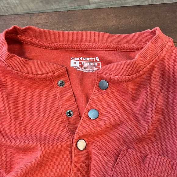 Carhartt Brick Red Henley Shirt - Picture 3 of 3